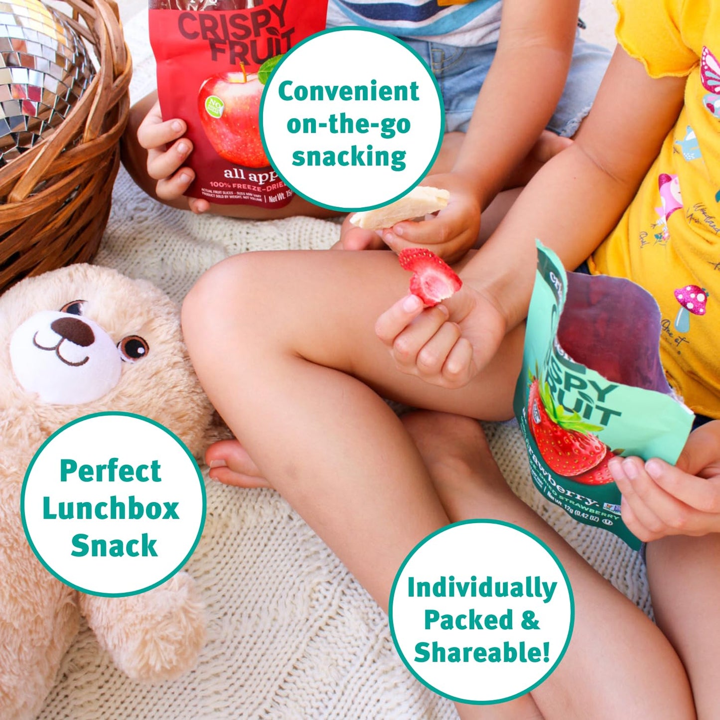 Crispy Green Freeze Dried Fruit Crisps Variety Pack (14 count) - Apple, Asian Pear, Banana, Mango, Strawberry, Pineapple and Tangerine