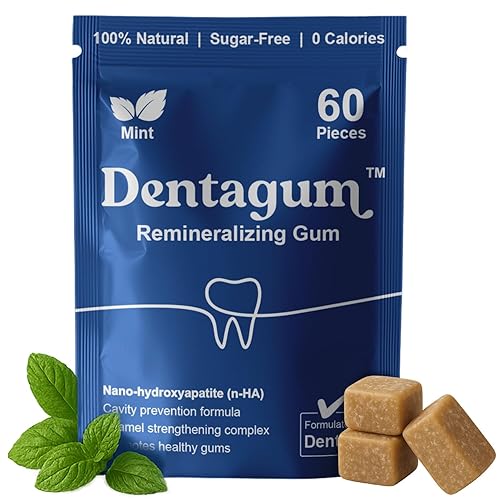 Dentagum Remineralizing Gum with Nano-Hydroxyapatite & Xylitol - SugarFree Chewing Gum for Enamel Repair, Cavity Protection & Receding Gums - 60