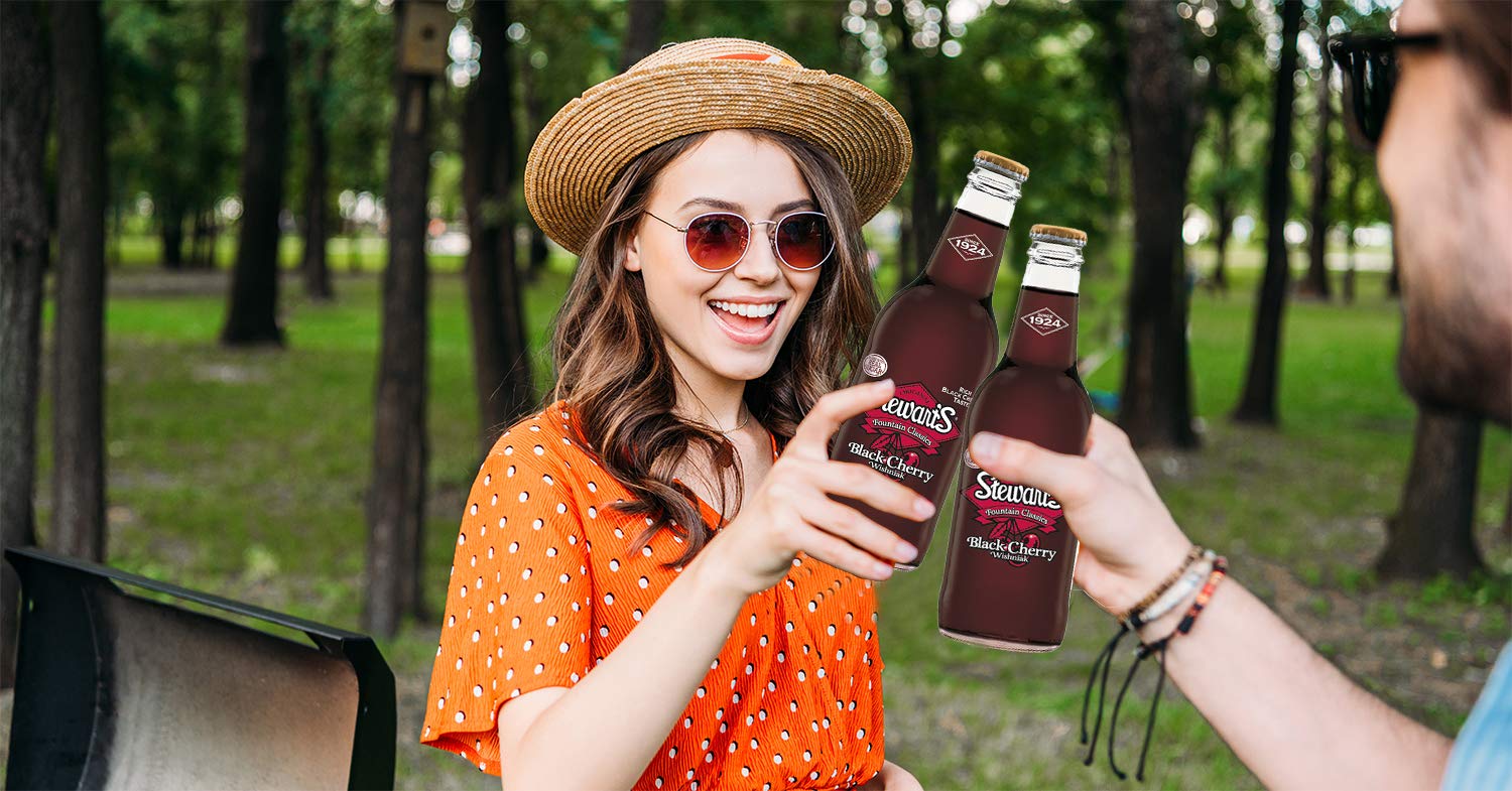 Stewart's Wishniak Black Cherry Soda, 12 fl oz (24 Glass Bottles)