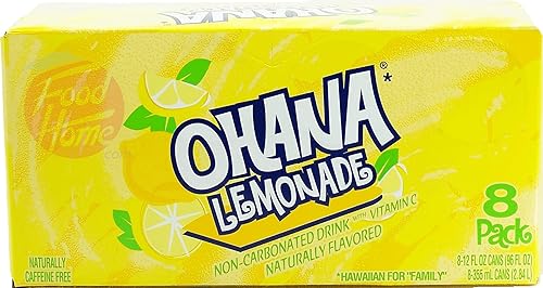 Ohana! lemonade, non-carbonated drink, caffeine free, 12-fluid ounce cans, 8-pack in box (1)