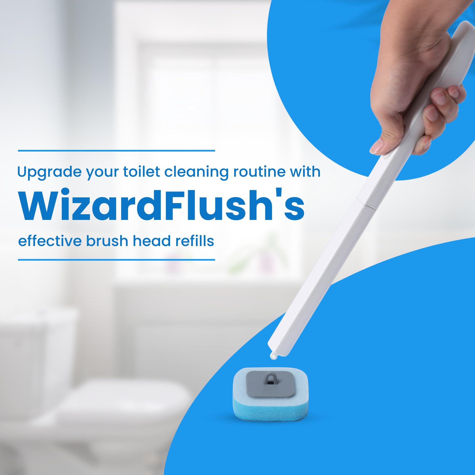 MIRACLEAN WizardFlush Toilet Brush Head Refill - Disposable Toilet Scrubber Refills - Removes Rust & Hard Water Stains - Toilet Bowl-Cleaner