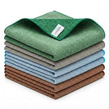 AZADARA 2-in-1 Scrub & Wipe Microfiber Cleaning Cloths - Non-Scratch Scrubbing Side + Soft Absorbent Side - Reusable Dual-Sided Cleaning Towels (6