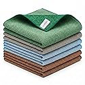 AZADARA 2-in-1 Scrub & Wipe Microfiber Cleaning Cloths - Non-Scratch Scrubbing Side + Soft Absorbent Side - Reusable Dual-Sided Cleaning Towels (6