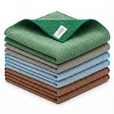 AZADARA 2-in-1 Scrub & Wipe Microfiber Cleaning Cloths - Non-Scratch Scrubbing Side + Soft Absorbent Side - Reusable Dual-Sided Cleaning Towels (6