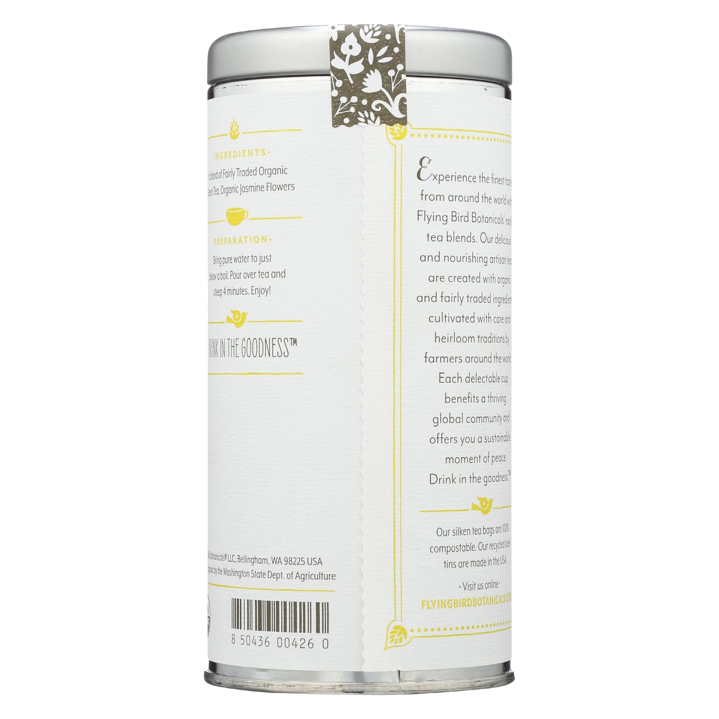 FLYING BIRD BOTANICALS Organic Jasmine Green Tea, 15 CT