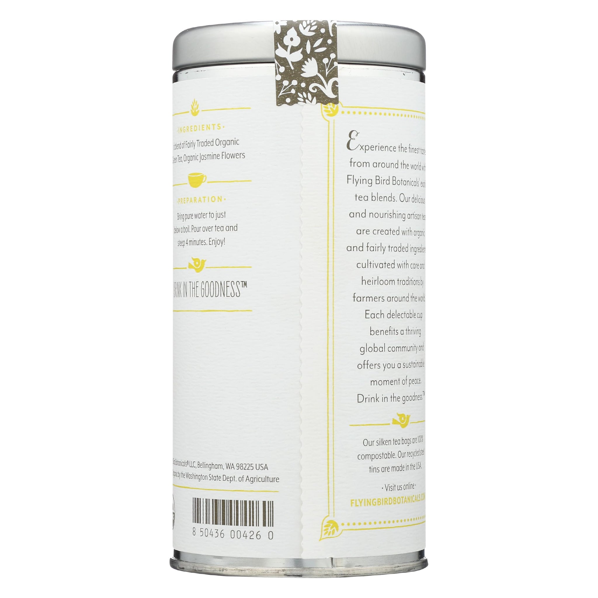 FLYING BIRD BOTANICALS Organic Jasmine Green Tea, 15 CT