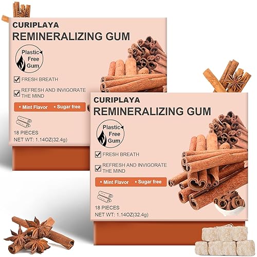 Remineralizing Chewing Gum with Hydroxyapatite, Xylitol - Enamel Protection, Fresh Breath Oral Health, No Aspartame, Dyes, Gluten, Sugar Free, Natural