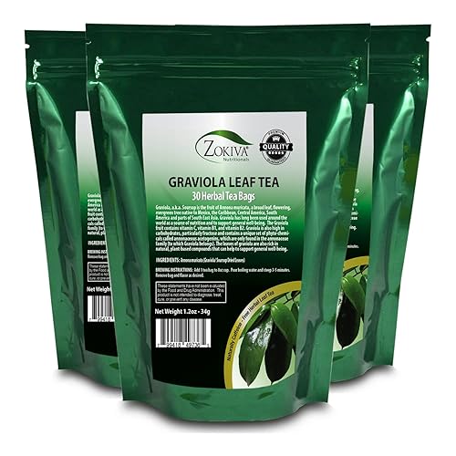 Zokiva Nutritionals - Graviola Soursop Tea 3-Pack 90 Leaf Tea Bags - Guanabana - Annona Muricata Leaves - A Natural Caffeine - Free Bioavailable