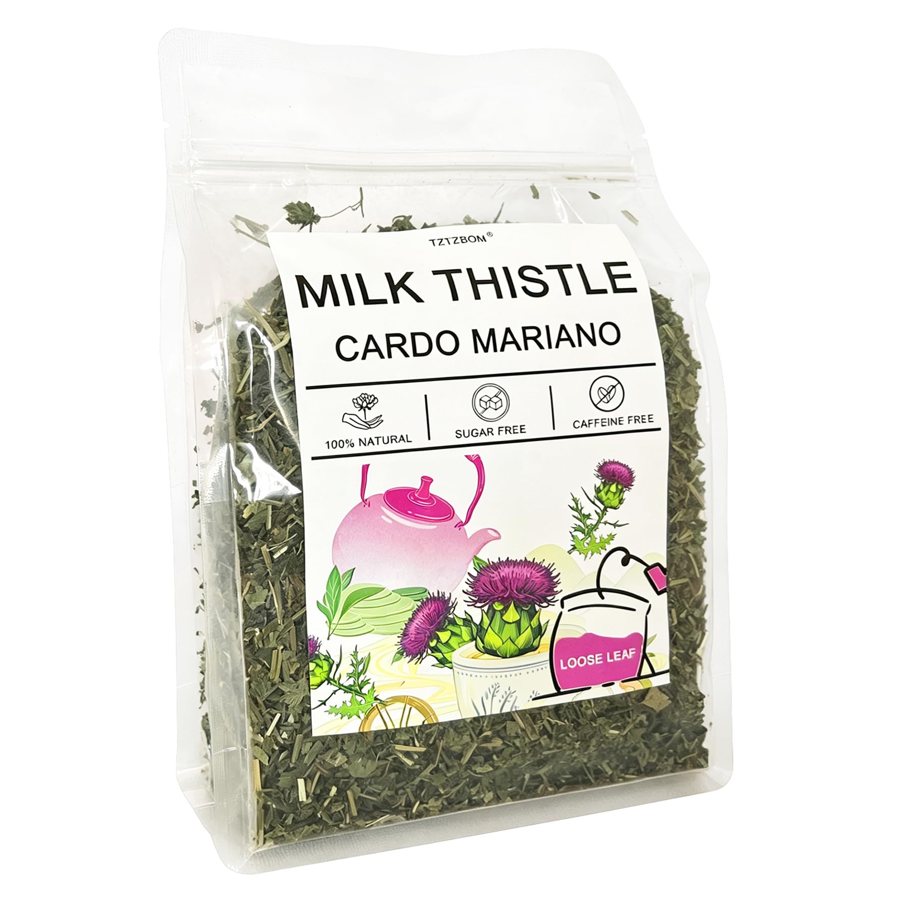 Cardo Mariano Milk Thistle Herbal Tea - 7oz (200g) - Organic Milk Thistle Loose Leaf Tea - 100% Natural, Non-GMO & Caffeine-Free, No Additives, No