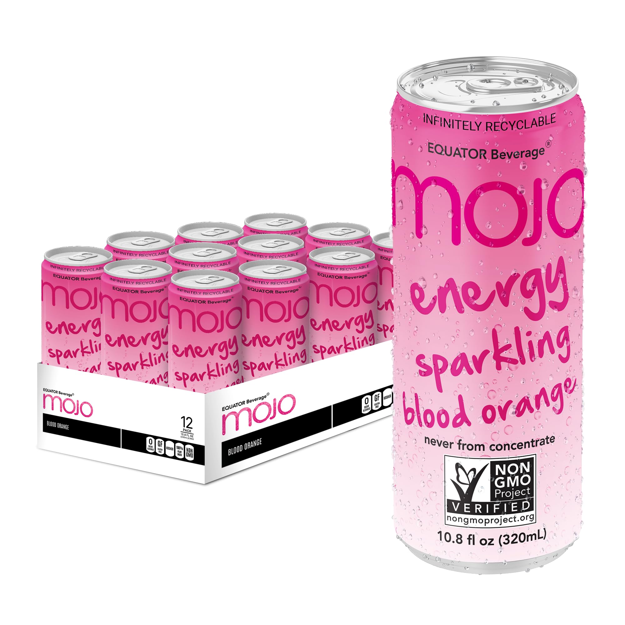 MOJO Energy Sparkling Blood Orange | Hydration Drink & Sports Drink | Electrolytes Beverage | Vitamin B & C | Hydration Drink for Skin & Body | Pre