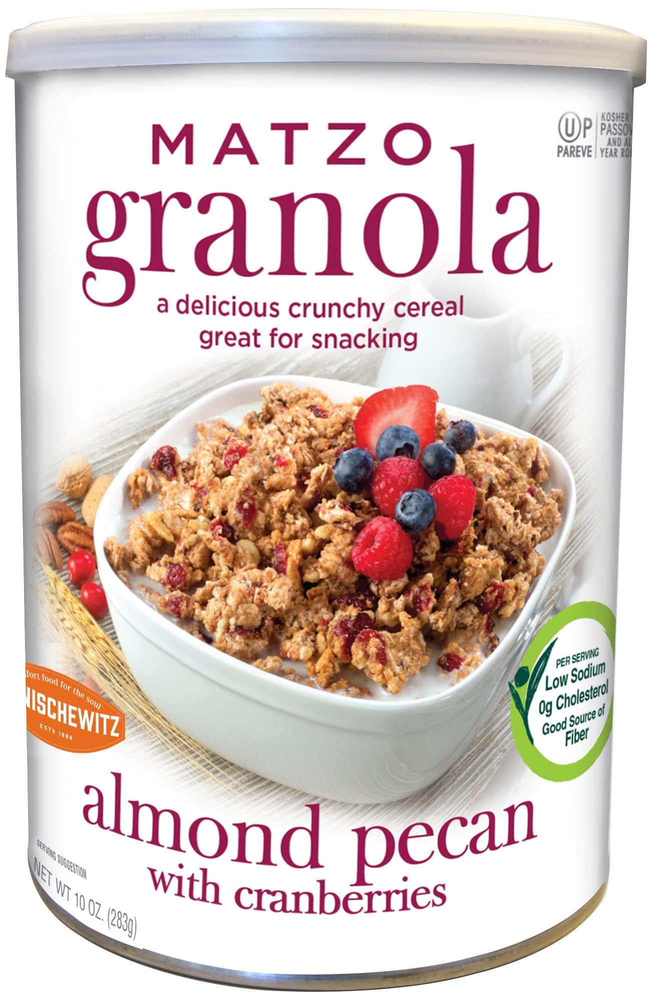 Manischewitz Almond Pecan Granola With Cranberries, 10oz | Kosher For Passover | Matzo Granola | Crunchy & Delicious | Great for Snacking