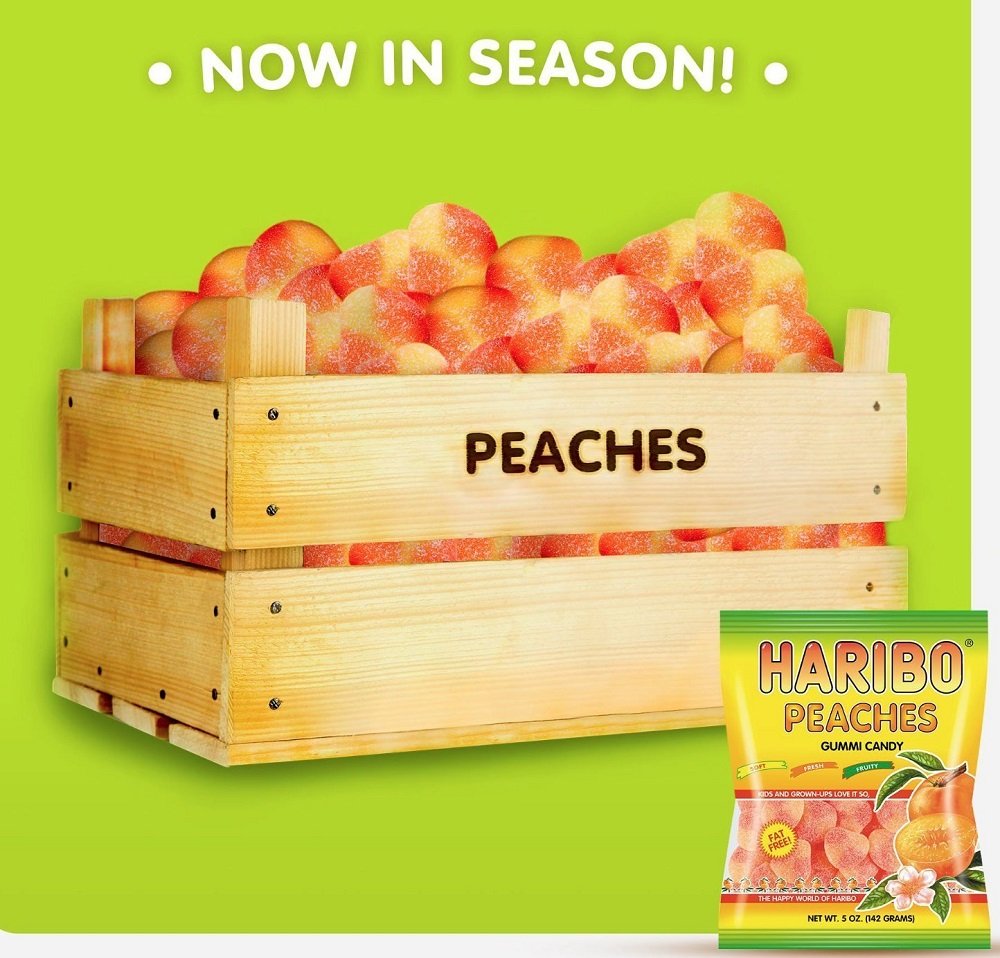 Haribo Gummi Candy, Peaches, 5 Pound