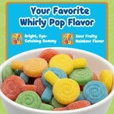 Whirly Pop Sour Gummies Candy - 7.5oz Resealable Bag (Pack of 1) - Lollipop Shape Rainbow Sour Gummy Candy with Mixed Fruit Flavors - Ideal Snack