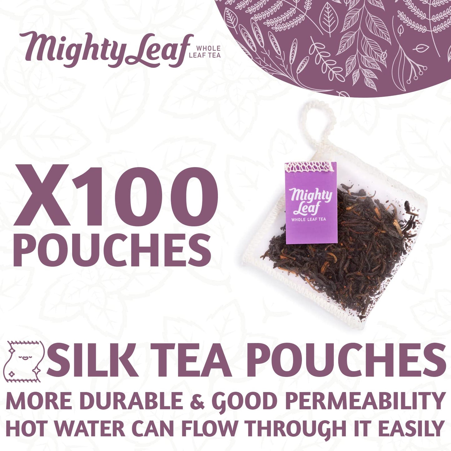 Mighty Leaf Organic Earl Grey Tea - 100 Count Whole Leaf Tea Pouches - Black Tea with Bergamot - Premium Caffeinated Tea Bags - USDA Organic Certified