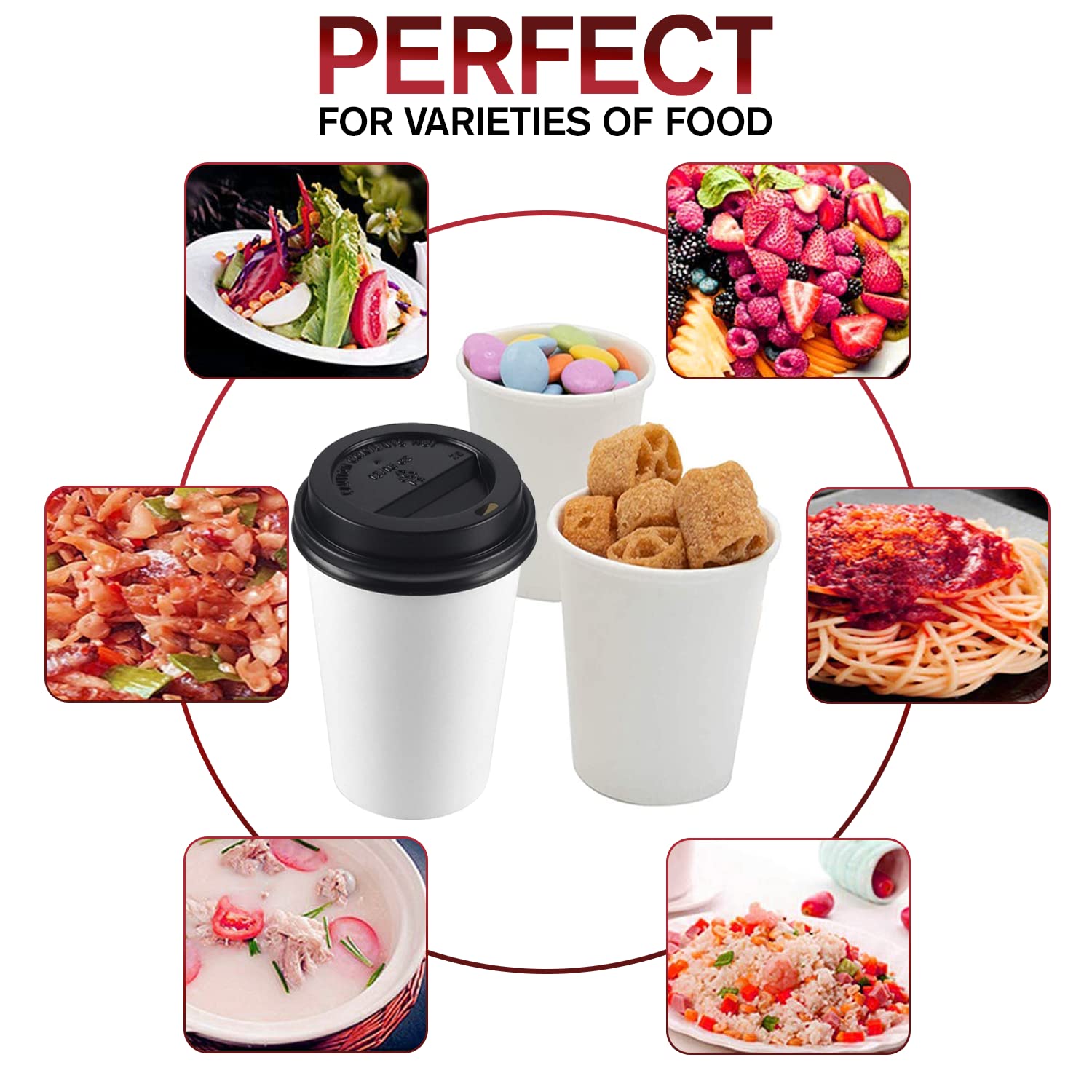 Smygoods White Disposable Paper Coffee Cups with Lids (12 OZ, 25 Count) For Hot Beverages, Tea, Espresso, Cocoa - To Go Drink Containers, Café