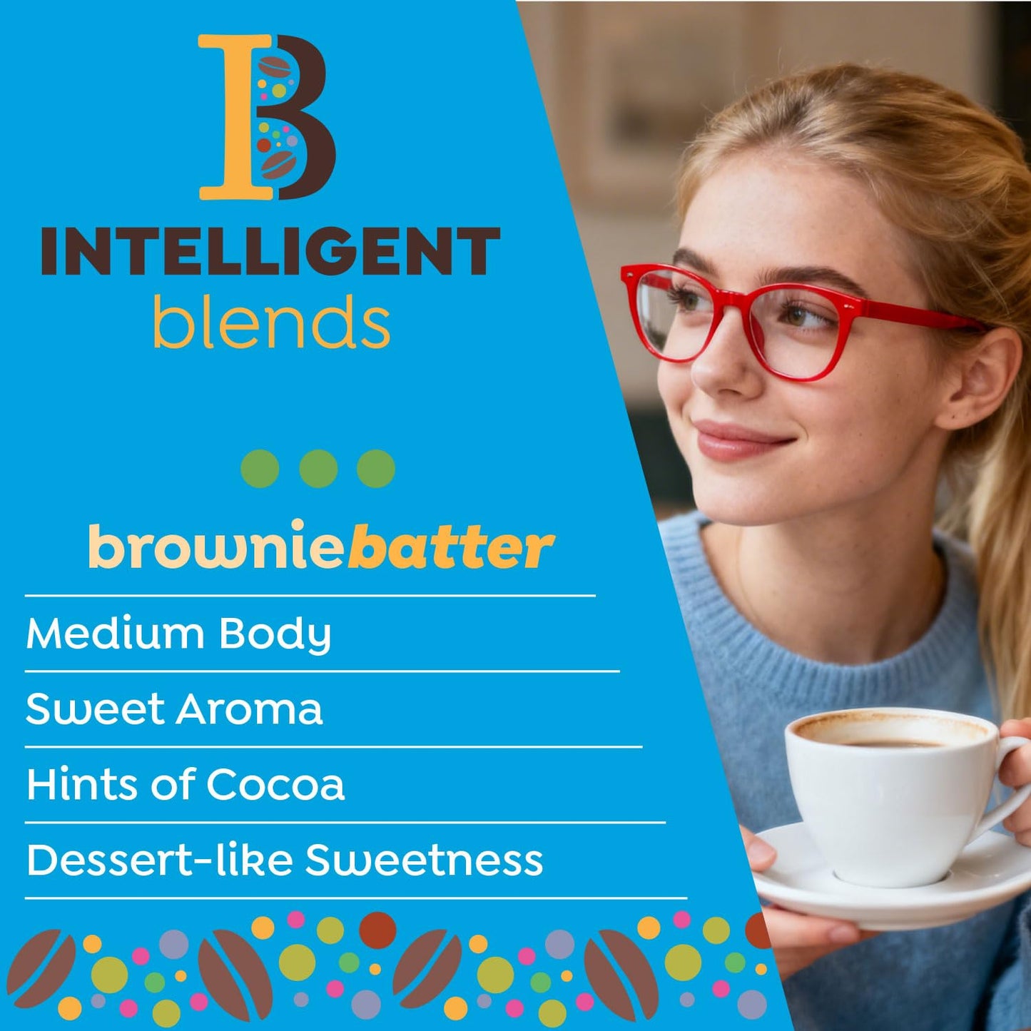 Intelligent Blends Brownie Batter Flavored Coffee Pods, 16 ct, Medium Roast Single Serve Pods - 100% Arabica Coffee, Compatible with Keurig K Cups
