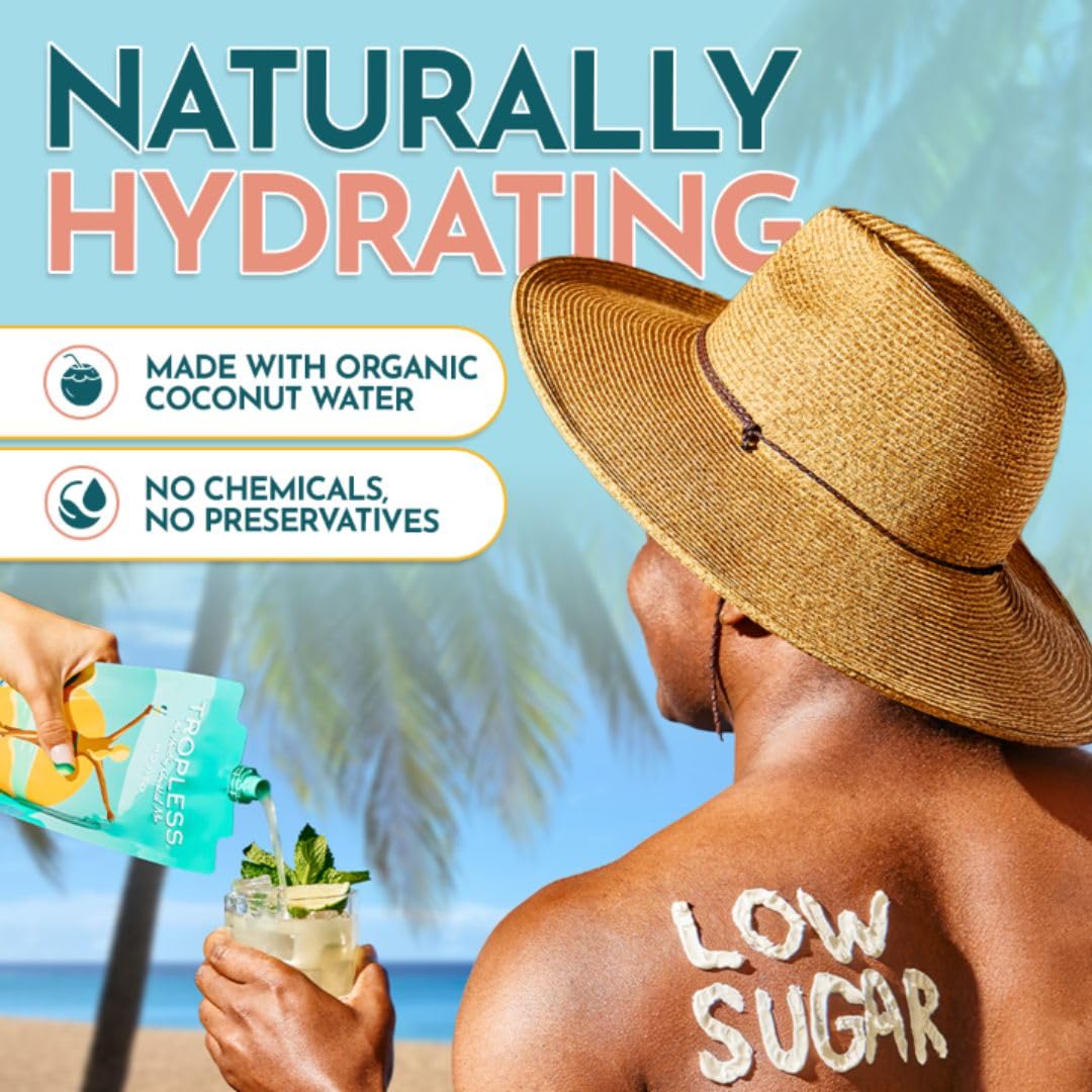 TROPLESS Healthy Mojito Mix, No Sugar Added, Plant-Based Sweeteners, 5 Organic Ingredients, Powered with Hydrating Coconut Water and Electrolytes