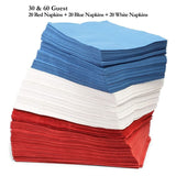 Nicole Fantini 411 PCS Combo American Flag Themed Red White and Blue Disposable Party Set 60 9'' Plastic Dinner Plates | Cups Paper Napkins 96 cutlery