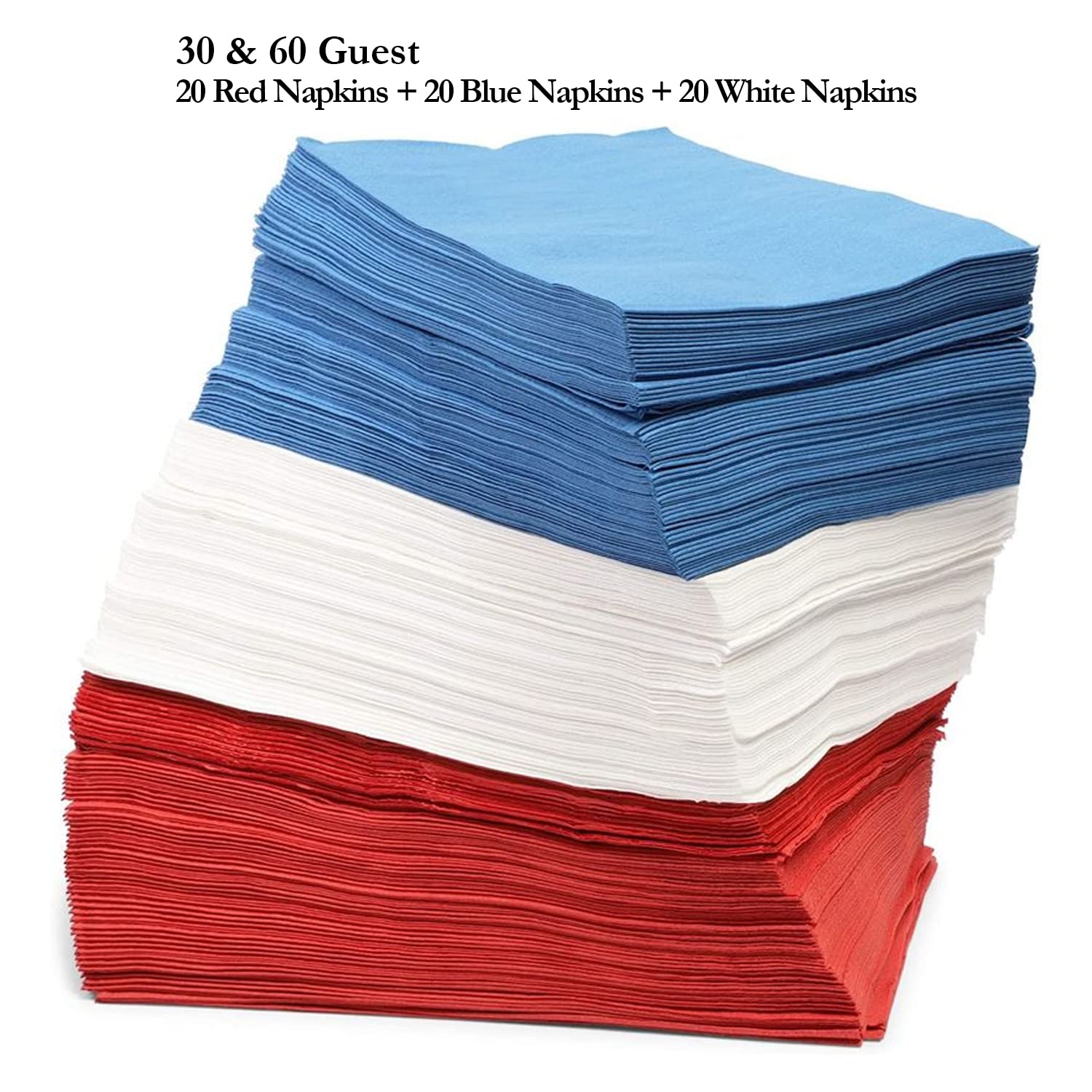 Nicole Fantini 411 PCS Combo American Flag Themed Red White and Blue Disposable Party Set 60 9'' Plastic Dinner Plates | Cups Paper Napkins 96 cutlery