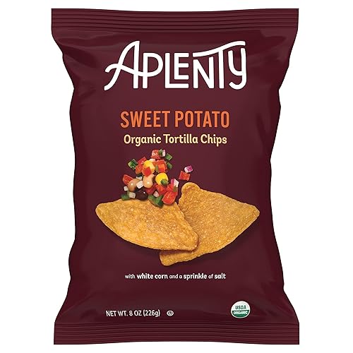 Amazon Brand, Aplenty Organic Sweet Potato Tortilla Chips, 8 Oz