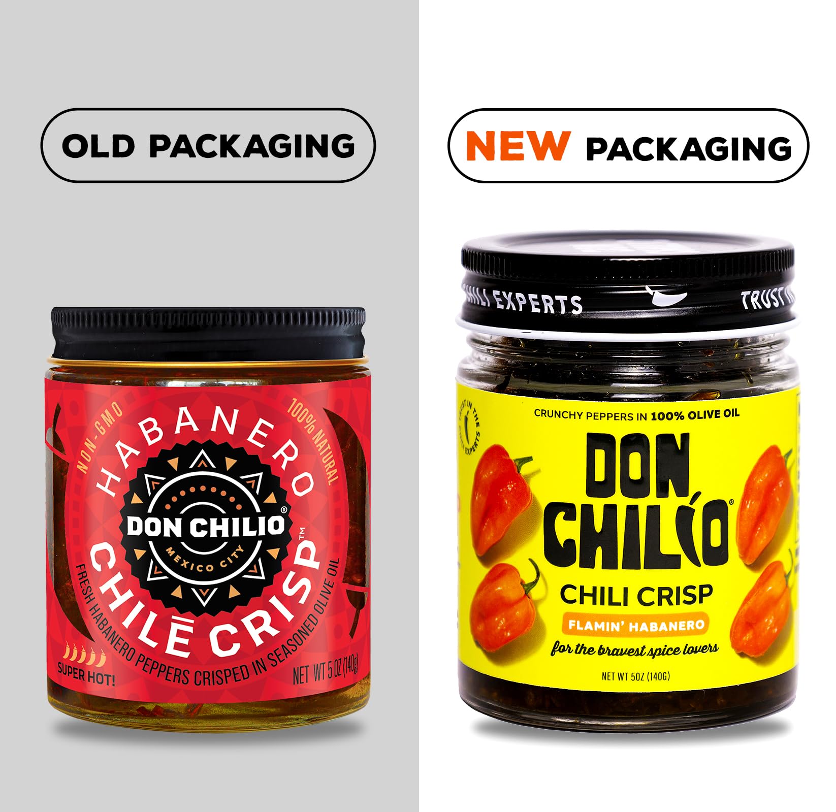 Don Chilio Hot Habanero Mexican Chile Crisp, 5 oz., 3 Pack - Crunchy Sliced Habanero Fried Chili Peppers in Hot Seasoned 100% Olive Oil