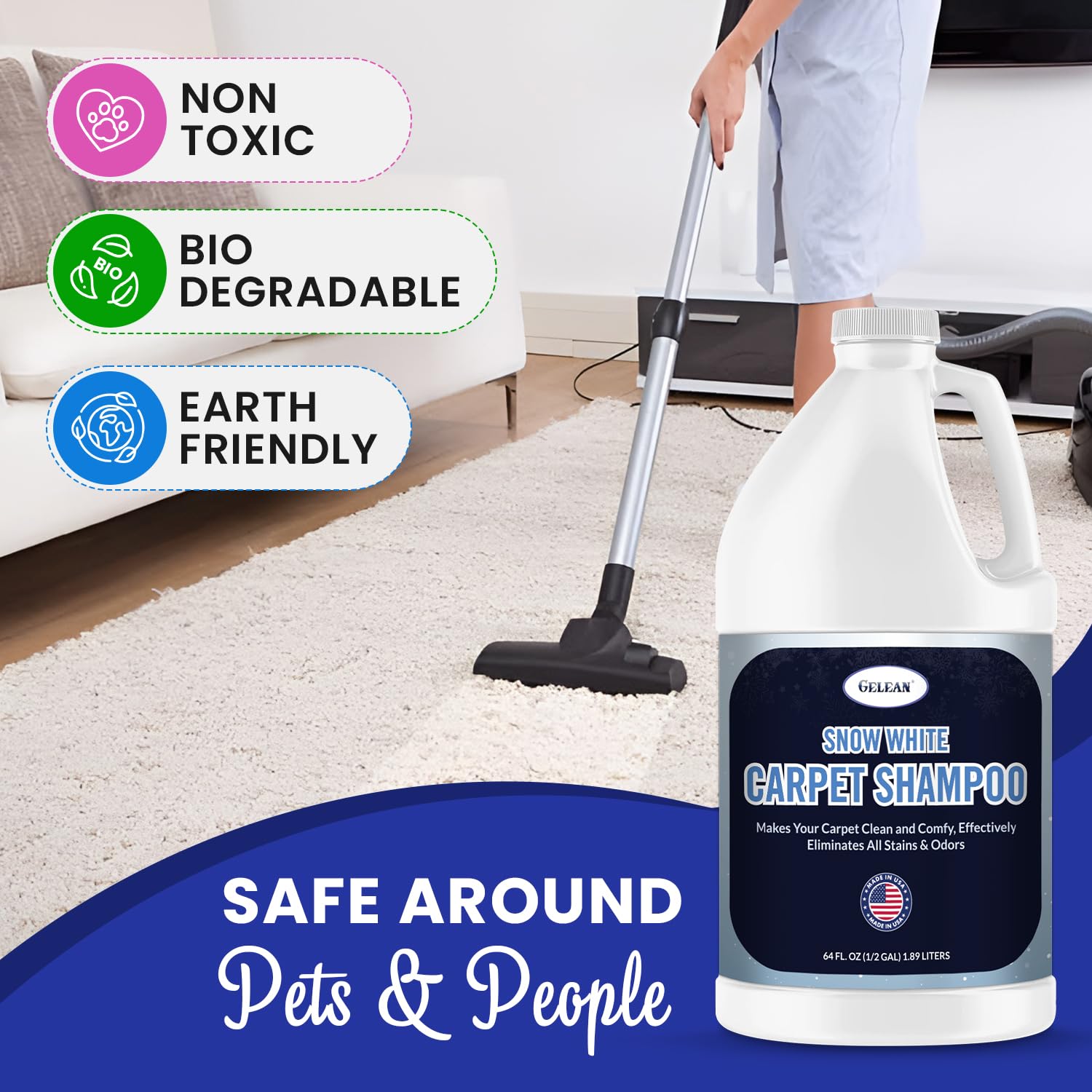 Carpet Cleaner Shampoo - MADE IN USA - Concentrate Carpet Cleaner & Deodorizer - Pet Stain And Odor Remover - Rug Extracting Shampoo, Upholstery