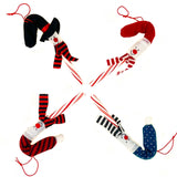 Podzly 12 Pack Snowman Candy Cane Cover Sleeves - Christmas Tree Ornament Toppers for Home, Classroom & Office - Ideal for Holiday Parties & Student