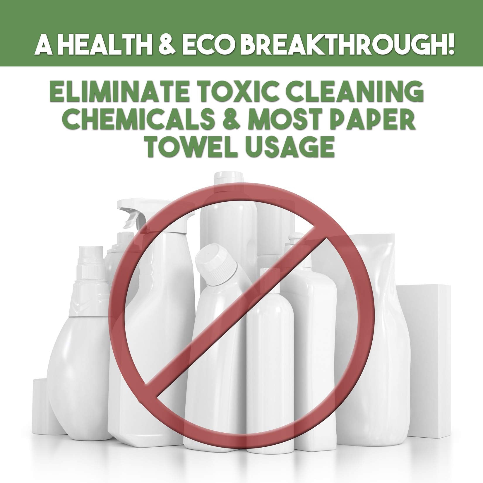 Life Miracle Nano Towels - Amazing Eco Fabric That Cleans Virtually Any Surface with Only Water. No More Paper Towels Or Toxic Chemicals. 4-Pack (8x8