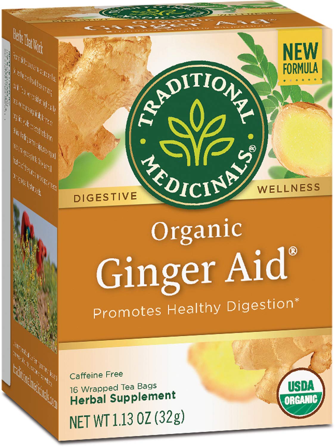 Traditional Medicinals Organic Ginger Aid Herbal Tea, Promotes Healthy Digestion, (Pack of 1) - 16 Tea Bags