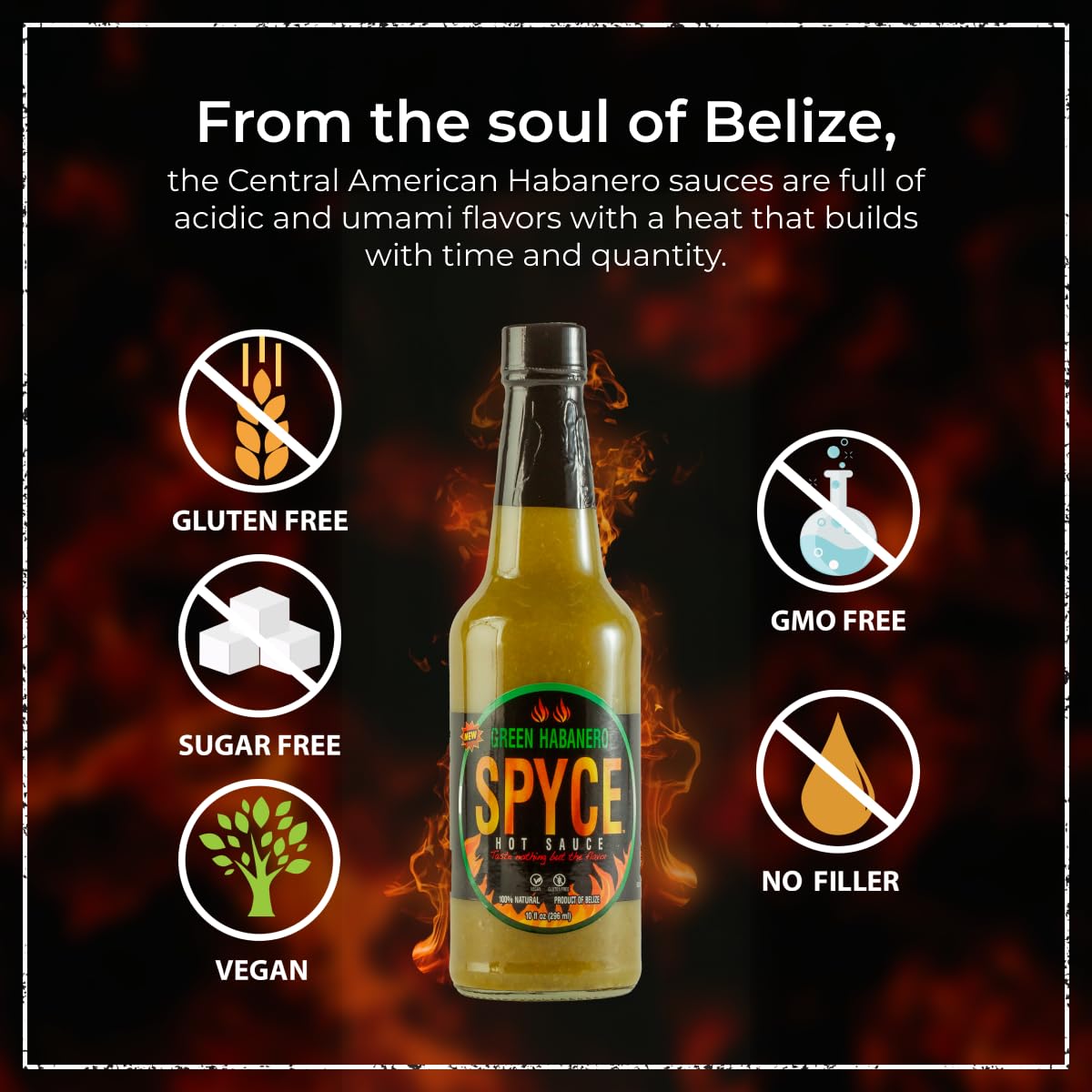 SPYCE Habanero Hot Sauce, Vegan, Gluten Free, Low Sodium, Non-GMO, No MSG, No Sugar, No Filler (10 oz, Green Habanero)