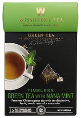 Wissotzky Tea Signature Collection Timeless Green Tea, Nana Mint, 0.09 Ounce Bag, 16 Count