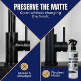 FLITZ Kitchen & Bath Matte Cleaner - 8oz of USA-Made Non-Abrasive Matte Black Cleaner - Removes Light Grease, Smudges, and Water Spots - Water-Based