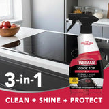 Weiman Ceramic and Glass Cooktop - 10 Ounce - Stove Top Daily Cleaner Kit - 12 Ounce - Glass Induction Cooktop Cleaning Bundle for Heavy Duty Mess
