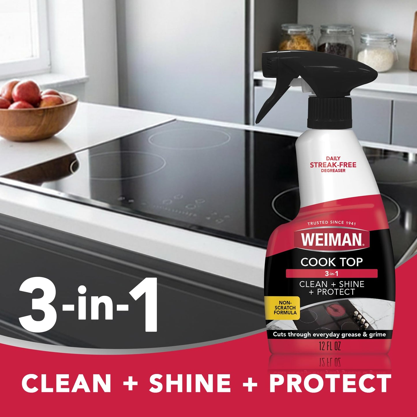 Weiman Stainless Steel Cleaner & Cooktop Daily Cleaner - 12 Ounce - Kitchen Appliance Cleaner Kit