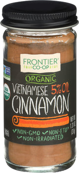 Frontier Organic Ground Vietnamese Cinnamon, 1.31 Ounce Bottle, Premium Quality Cinnamon, Full Balanced Spicy Flavor, Kosher