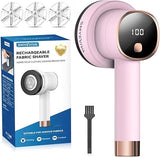 Smyeviva Rechargeable Fabric Shaver for Clothes: 6-Leaf Blades & 3 Speeds to Remove Pilling, Fuzz & Lint Balls - with LED Display, Portable Electric