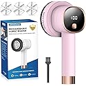 Smyeviva Rechargeable Fabric Shaver for Clothes: 6-Leaf Blades & 3 Speeds to Remove Pilling, Fuzz & Lint Balls - with LED Display, Portable Electric