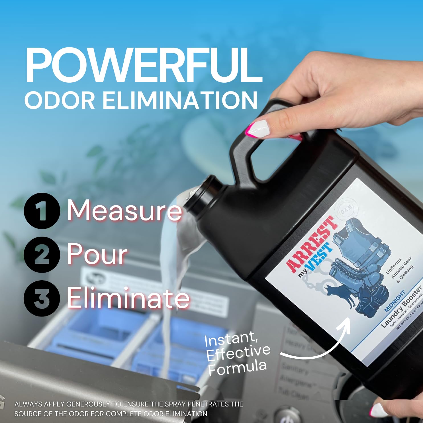 Arrest My Vest Military Grade Laundry Booster Deodorizer For Strong Odor to Get The Sweat Smell Out of Clothes, Uniforms, Police Gear, and All Fabrics