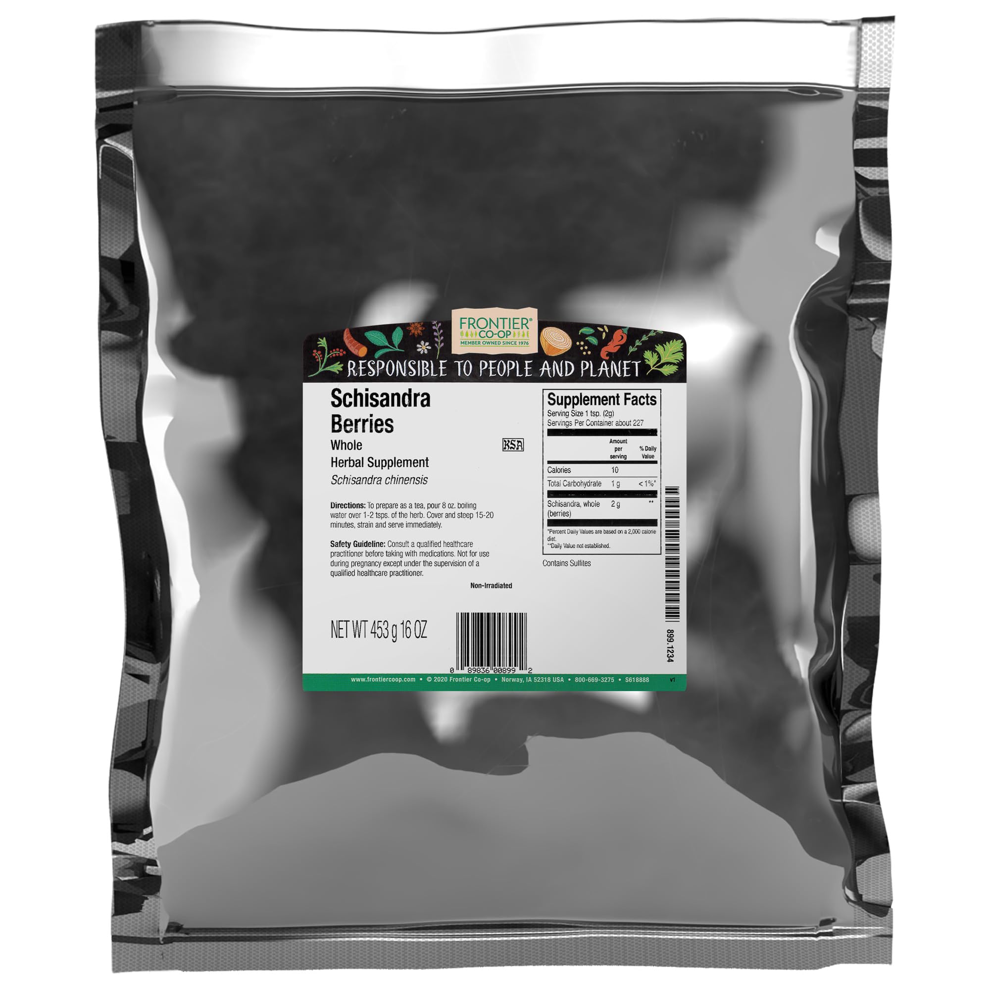 Frontier Co-op Schisandra Berries, 1lb Bulk Bag, Whole | 100% Pure and Natural Dried Berries | Ideal for Schisandra Berry Tea and Herbal Uses, Kosher