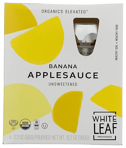 White Leaf Provisions Organic Apple + Banana Applesauce 4pk, 3.2 OZ