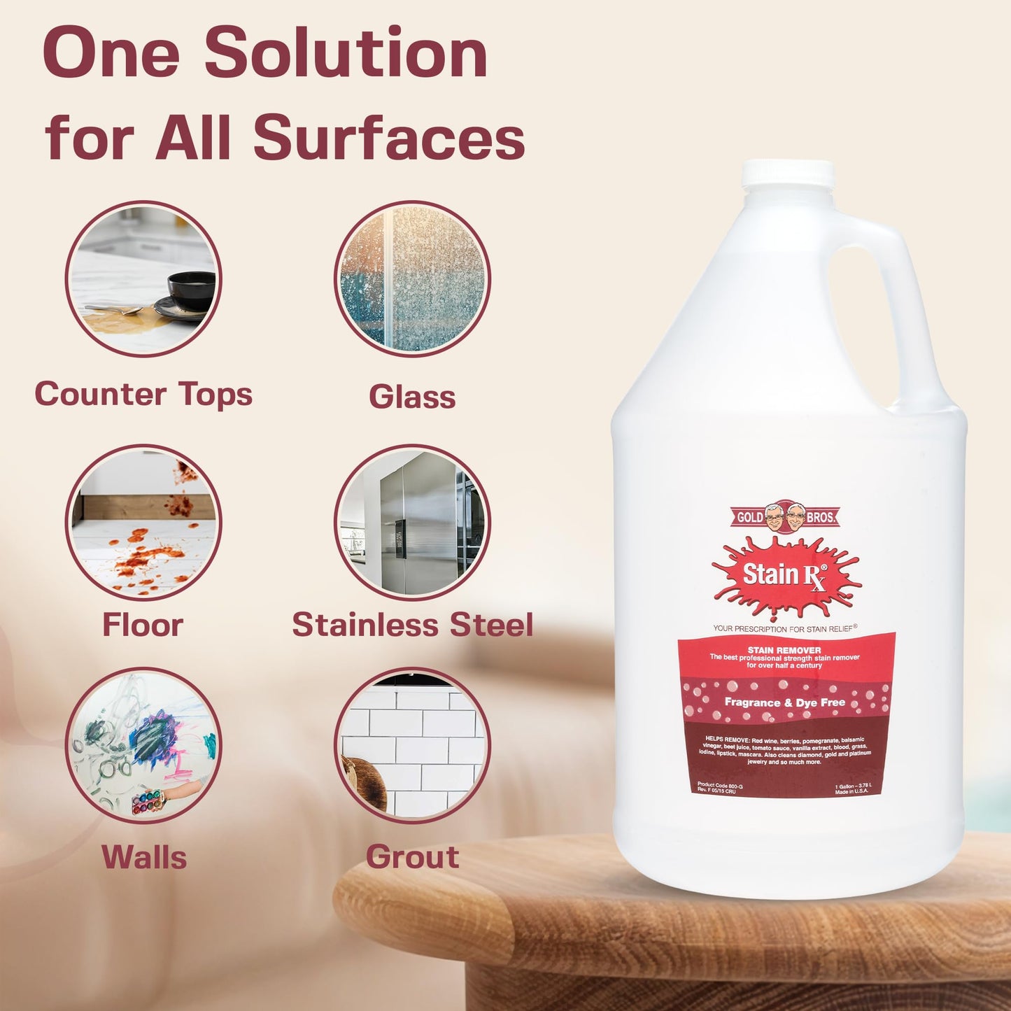 Stain Rx Stain Remover, Effectively Eliminates Stains from Wine, Berries & Blood on Colorfast Fabrics, Carpets, Upholstery & Jewelry, Fragrance Bleach