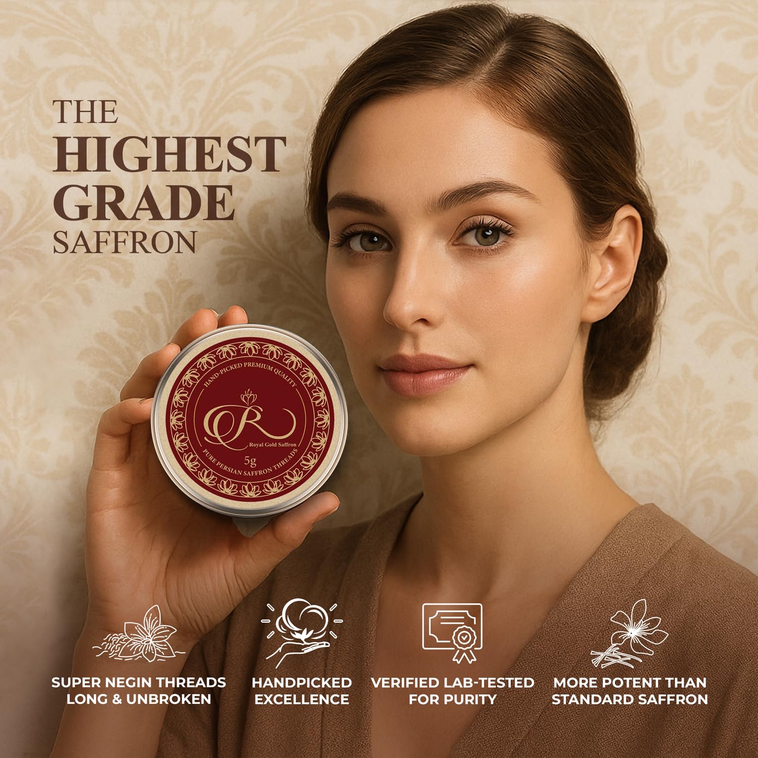 Royal Gold Saffron - Premium Super Negin Saffron Threads, Grade A+ | Gourmet Chef’s Select Spice for Paella, Rice, Risotto, Teas, Dessert, and Gourmet