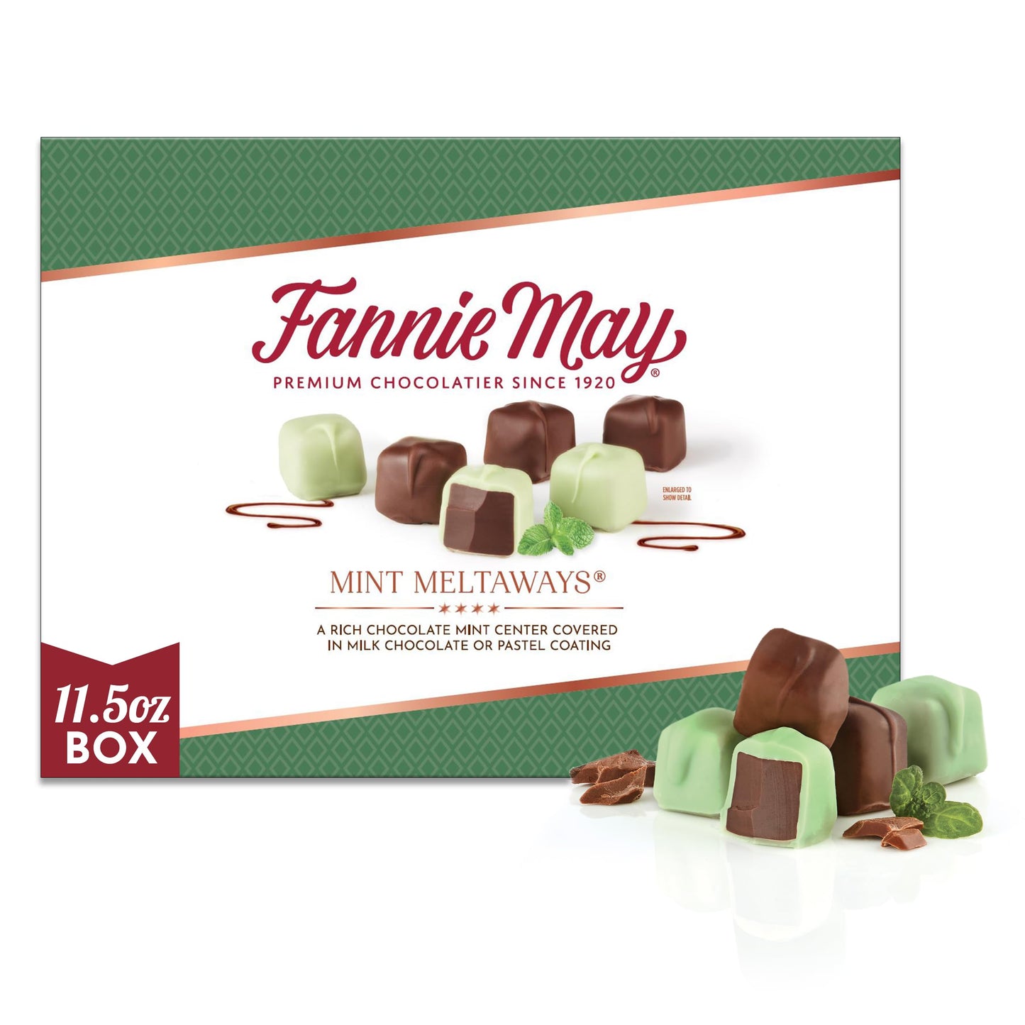 Fannie May, Milk Chocolate Candy, Mint Meltaways, Gift Box, 11.5 oz