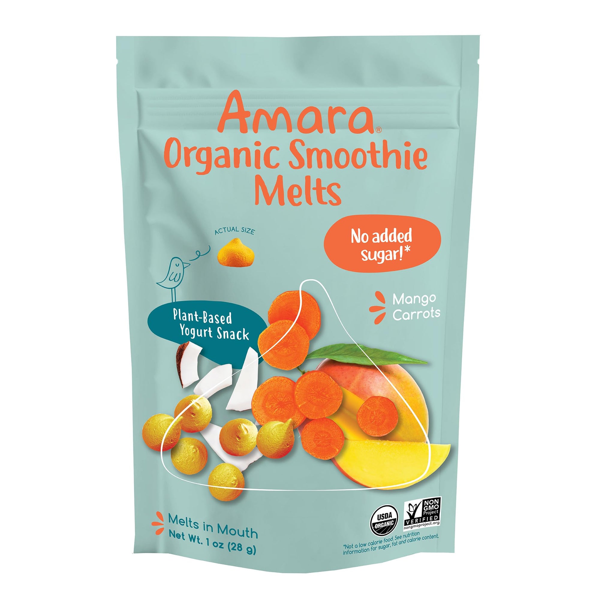AMARA Organic Mango Carrot Yogurt Snack Smoothie Melts, 1 OZ