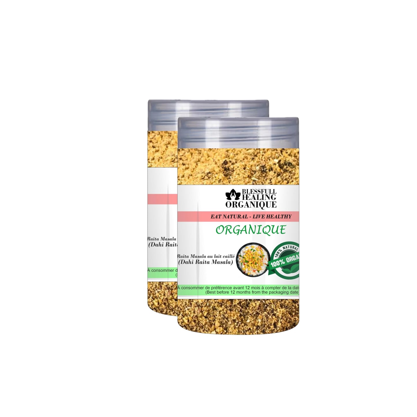 Blessfull Healing Organic Dahi Raita Masala 100 Gram (3.52 oz) Each (Pack Of 2) = 200 Grams, Vegan