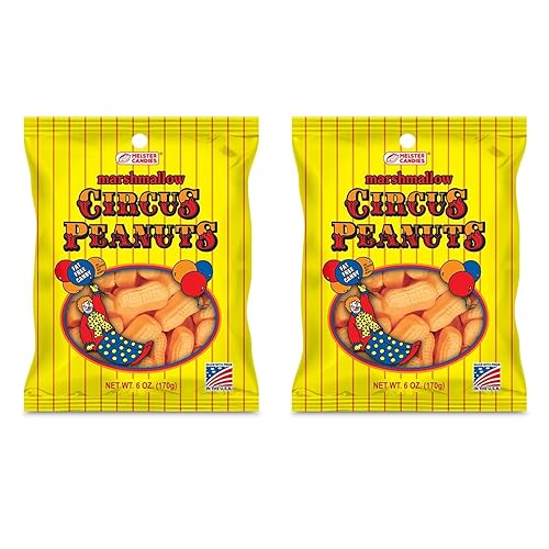 Peanut-Shaped Marshmallow Candy, Soft Chewy Texture, Fat-Free Sweet Confection, Individually Bagged Candy, 6 oz Bags (Pack of 2)