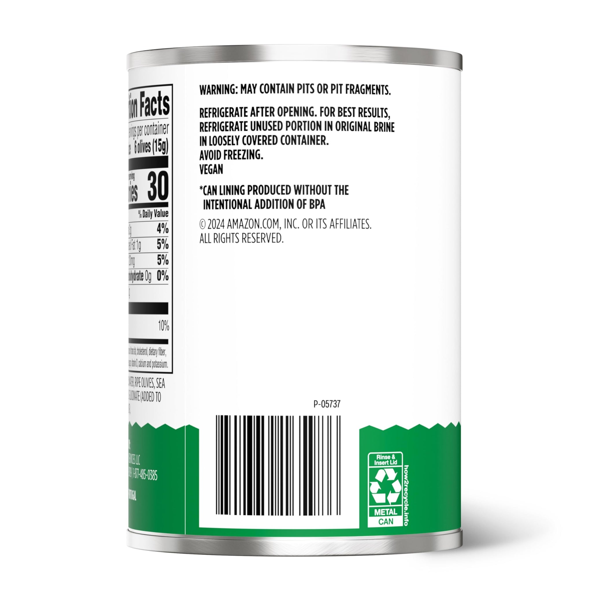 Amazon Grocery, Pitted Ripe Olives, Small, 6 Oz