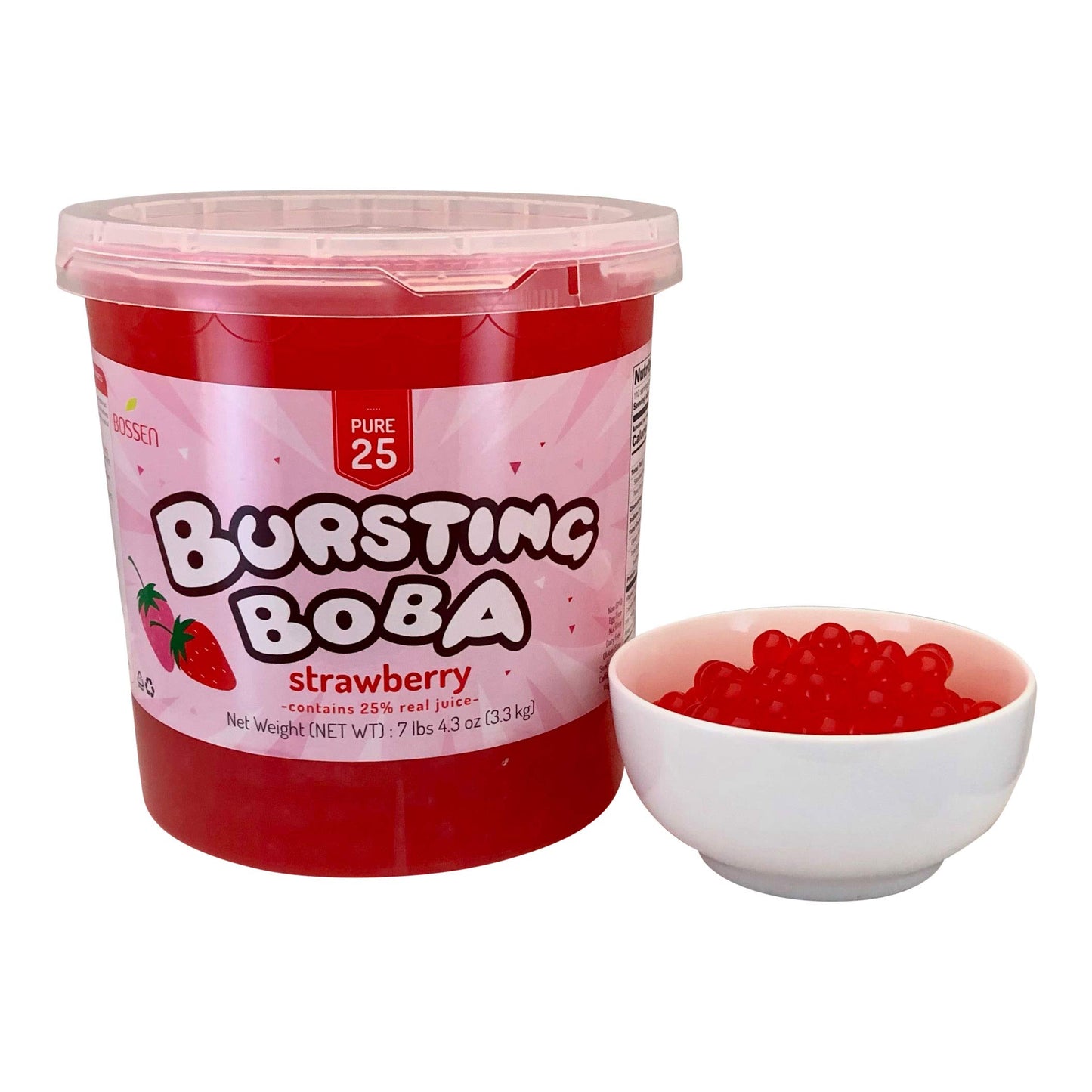 Bossen Bursting Boba Pure25 filled with a refreshing fruity liquid that creates a burst of flavor in your mouth Make in Taiwan 7.04 lb Each Pack (1
