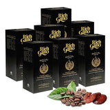 Rich gano Reishi Mushroom Coffee - (7 Boxes of 30 Sachets) Black Coffee with Ganoderma Extract - All Natural Vegan Friendly Instant Coffee Packets