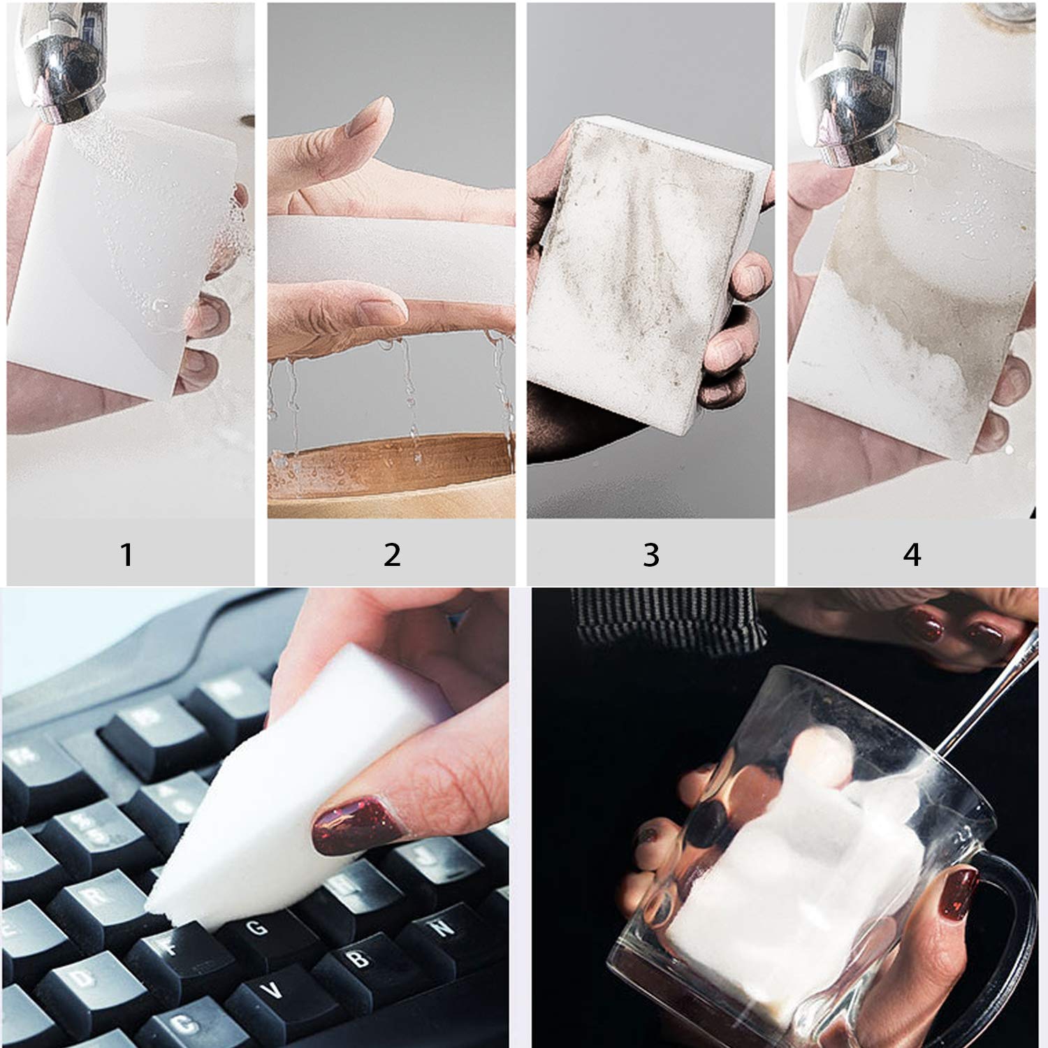 Extra Large Eraser Sponge, Extra Thick, Long Lasting, Multi-Purpose Scrubber Foam Cleaning Pads, Magic Eraser for Bathtub, Floor, Baseboard, Bathroom